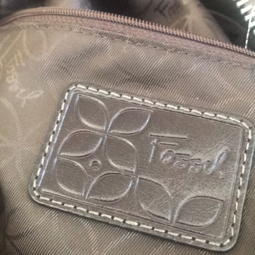 Fossil leather and suede patchwork satchel - Picture 12 of 13